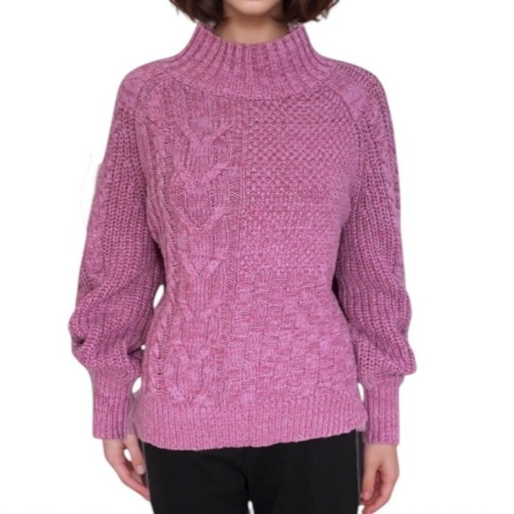 Sundance Pullover Sz L Pink Cable Knit‎ Sweater Cotton Blend Fisherman Grandma
